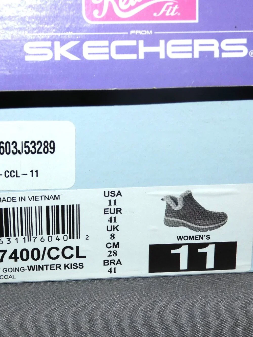 Skechers Charcoal Easy Going Winter Kiss Slip On Shoes Women 11 Relaxed Fit